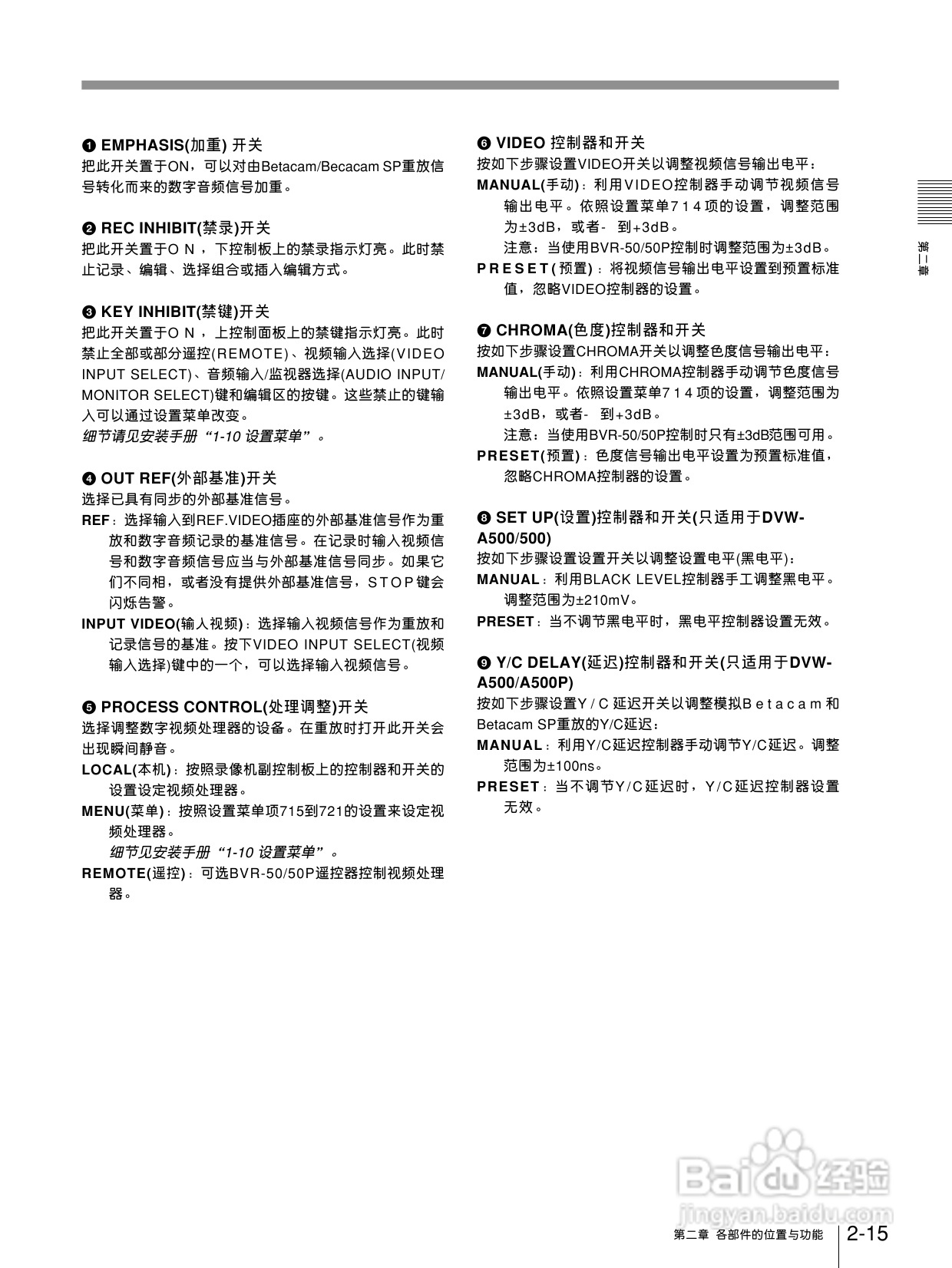 索尼DVW-A500P数字磁带录像机使用说明书:[2]