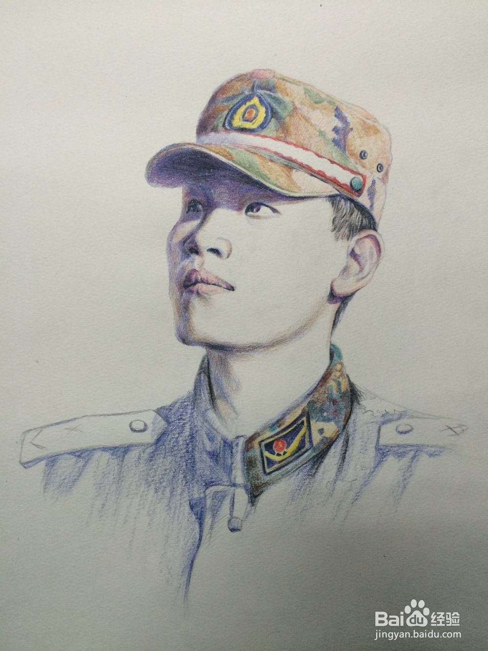 素描：彩铅肖像画画法，武警消防战士绘画艺术。