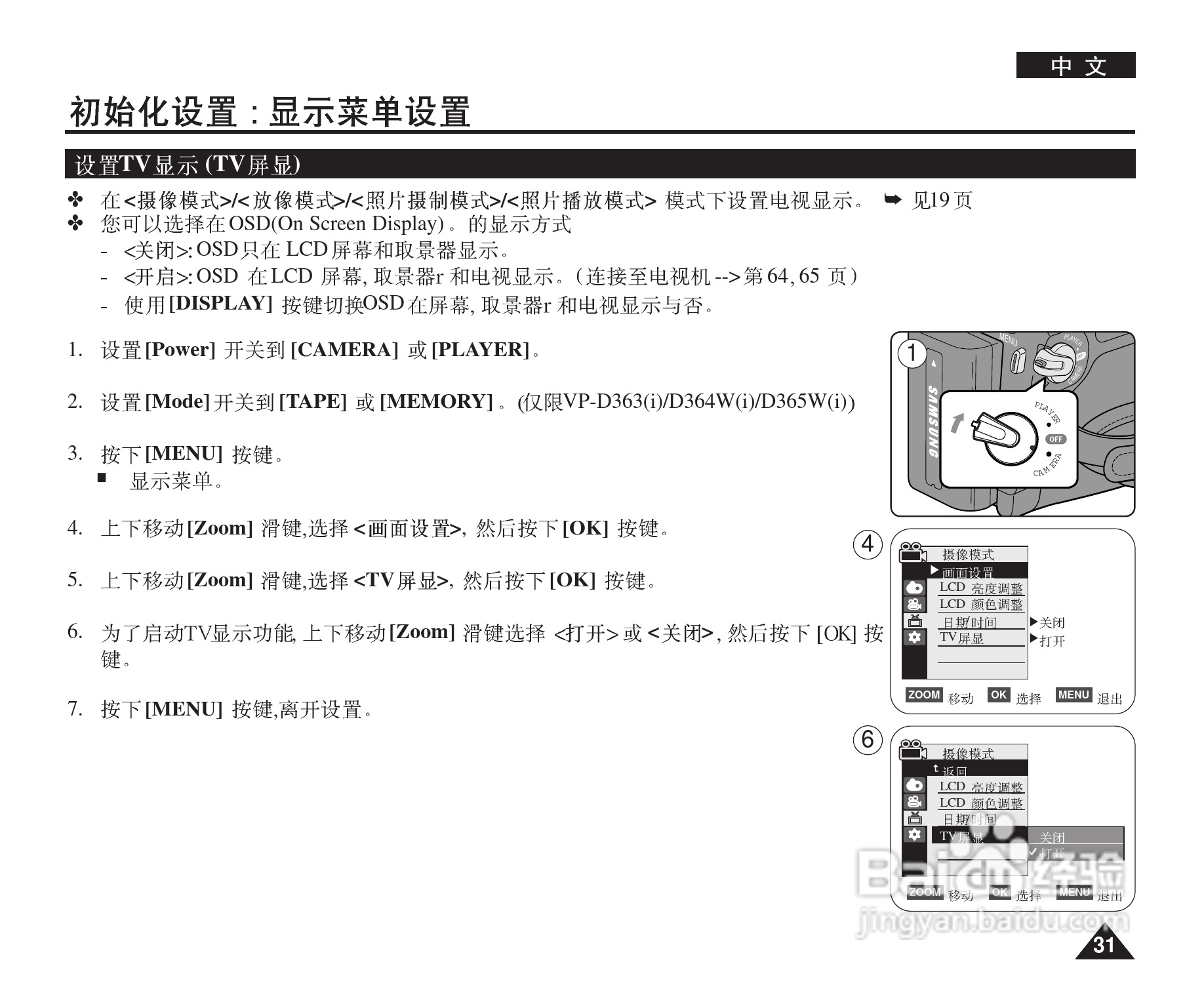三星VP-D364W(i)数字摄录一体机用户说明书:[4]