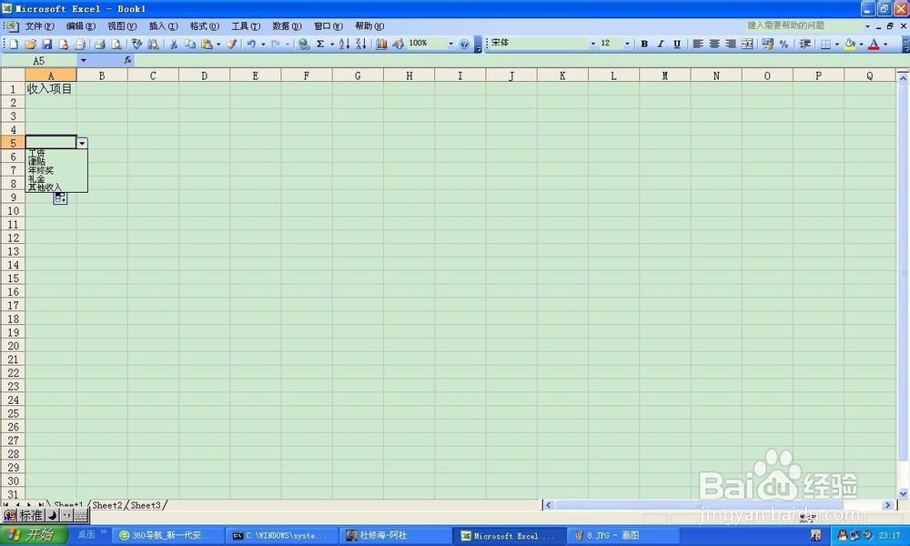 电子表格如何设置下拉选项
