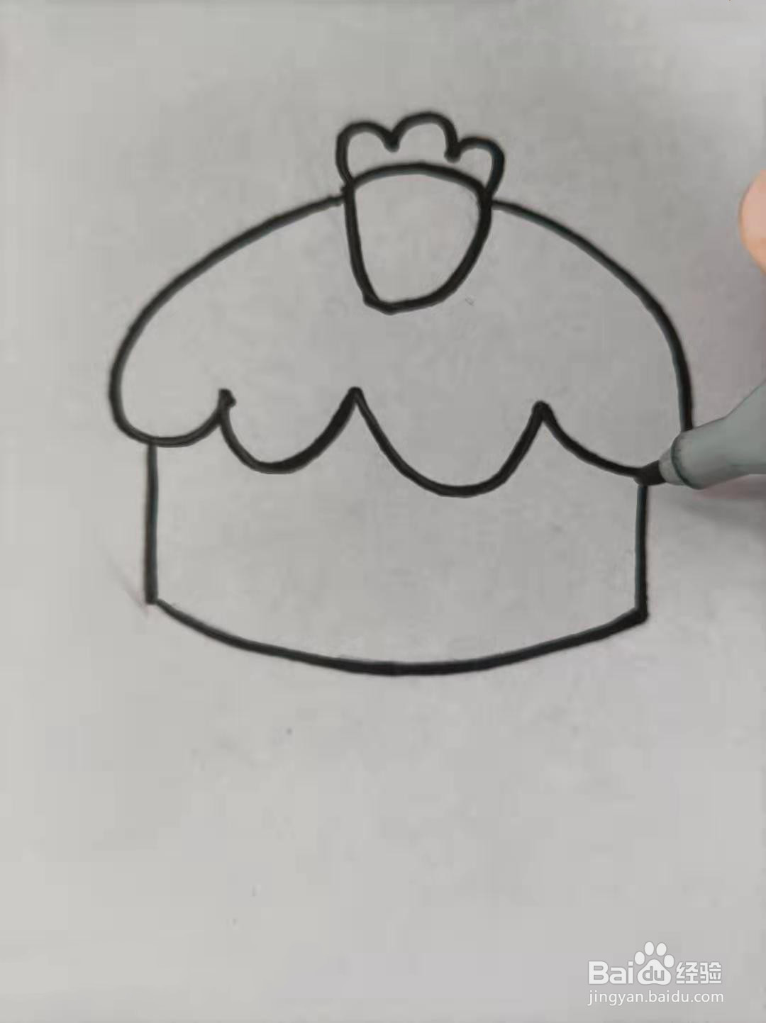 草莓蛋糕的手账图案怎么画