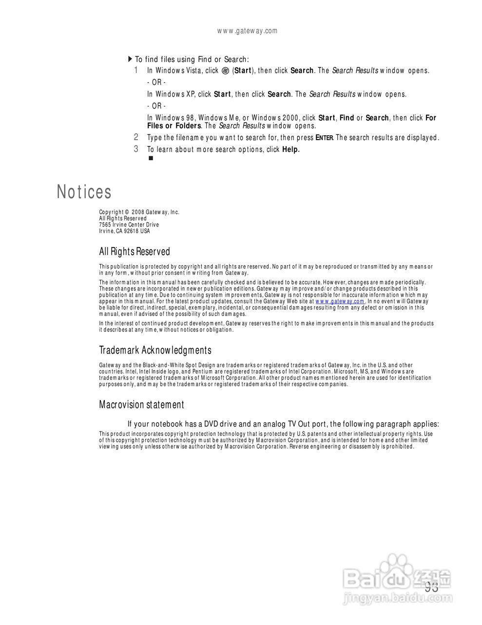 捷威Gateway UC78笔记本电脑使用说明书:[10]