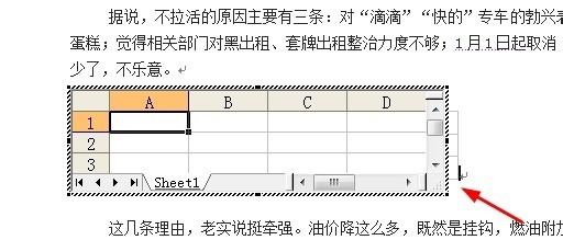 word2003文档中插入excel工作表的方法