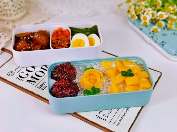 紫米芒果西米捞便当