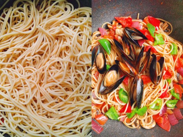 贻贝口蘑茄酱意面