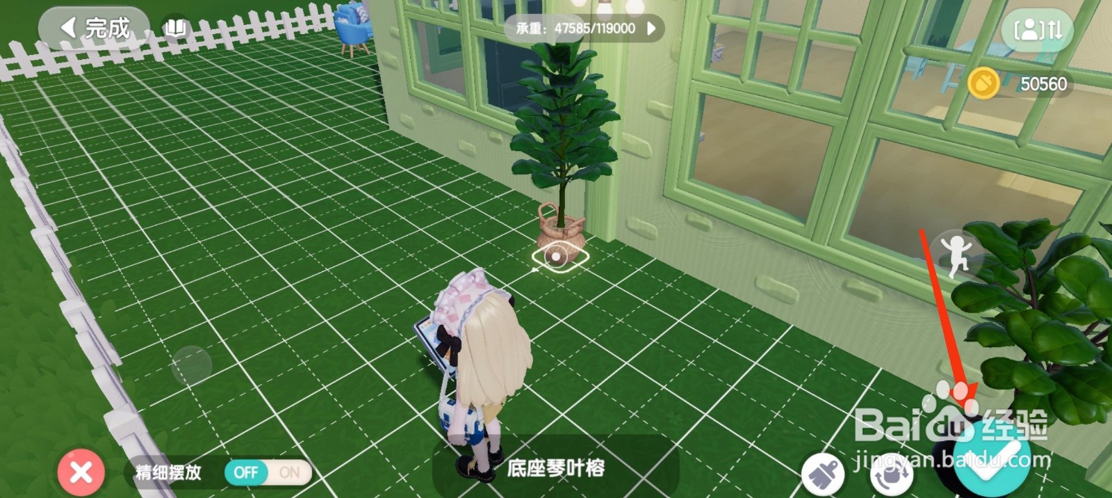 心动小镇如何摆放底座琴叶榕？