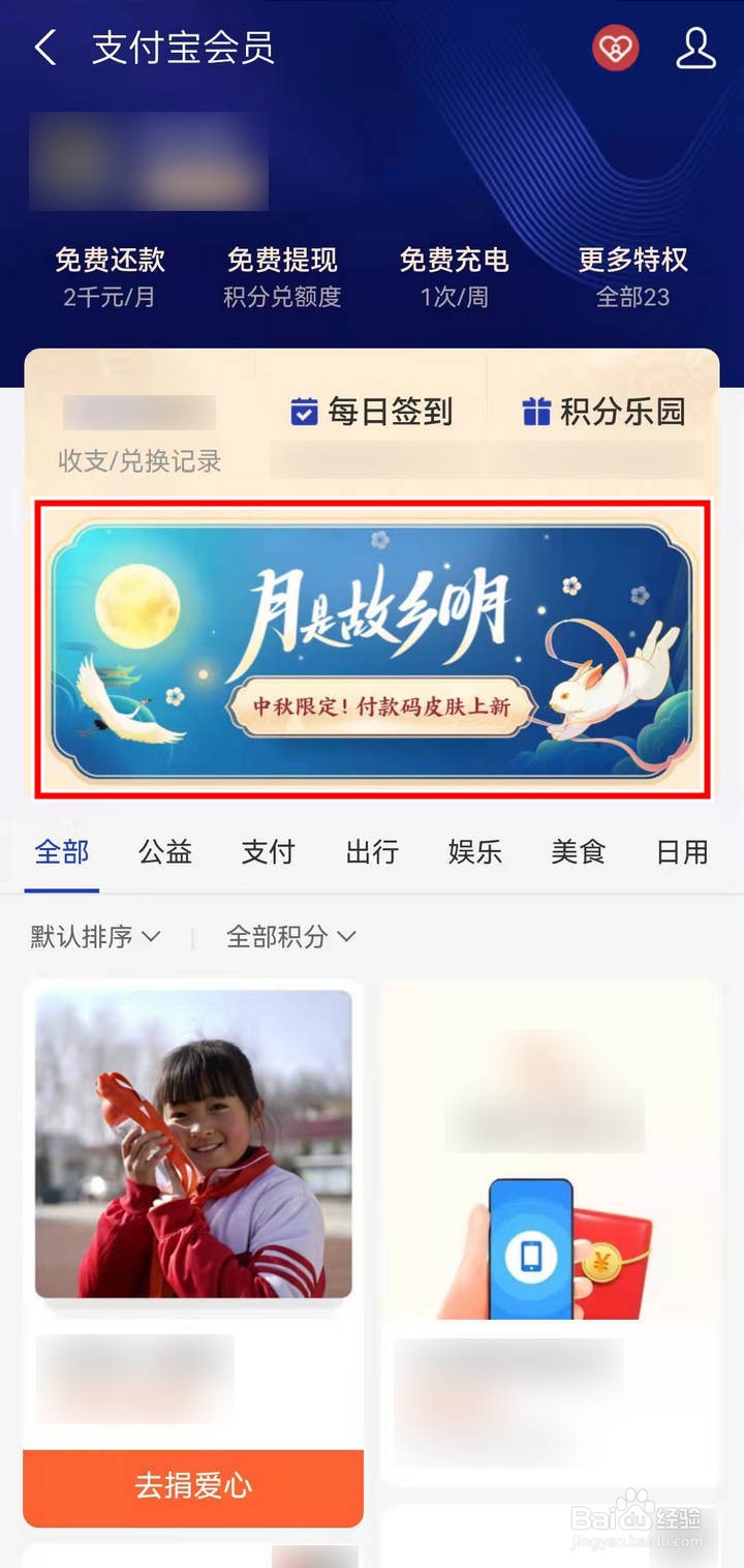 支付宝中怎么查看月是故乡明付款码皮肤