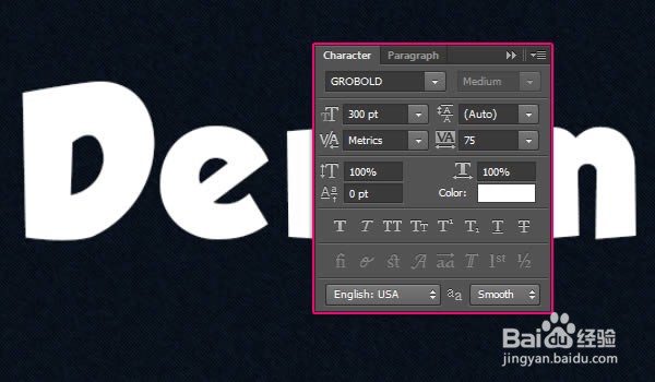 如何在Photoshop中制作缝合牛仔布文字效果