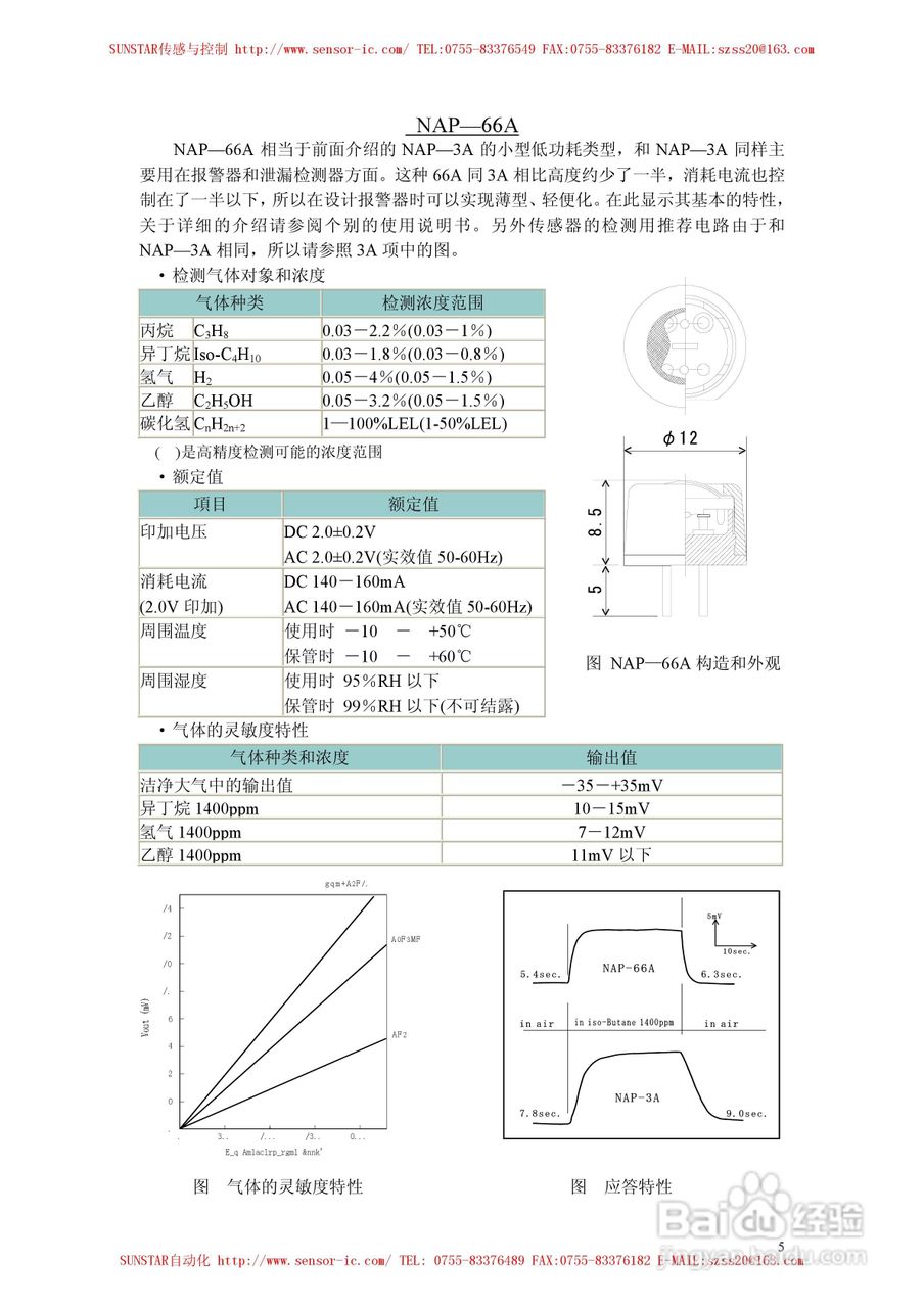 MAP-100A系列工业用可燃性气体传感器使用说明书:[2]
