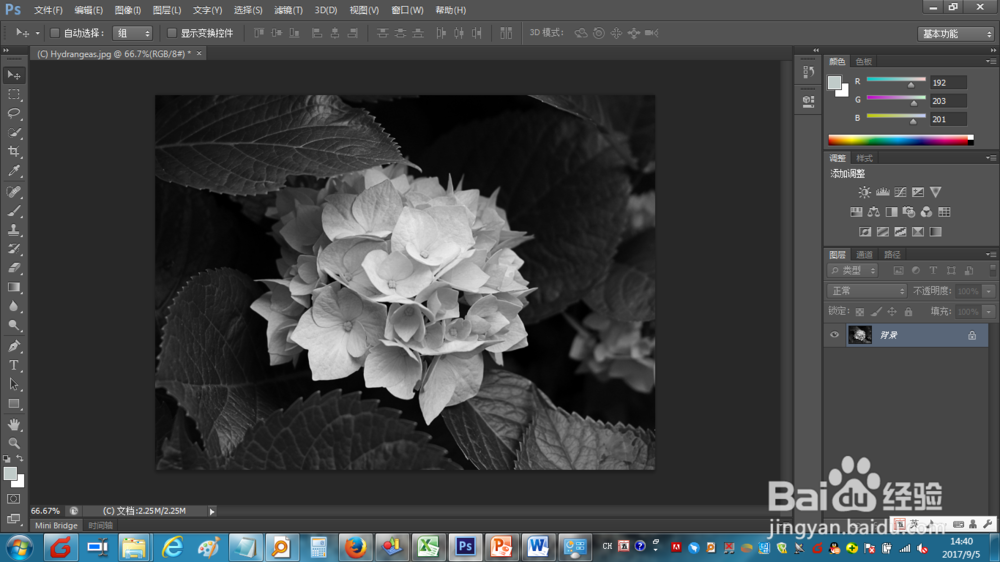 如何使用photoshop cs6给图片去色？