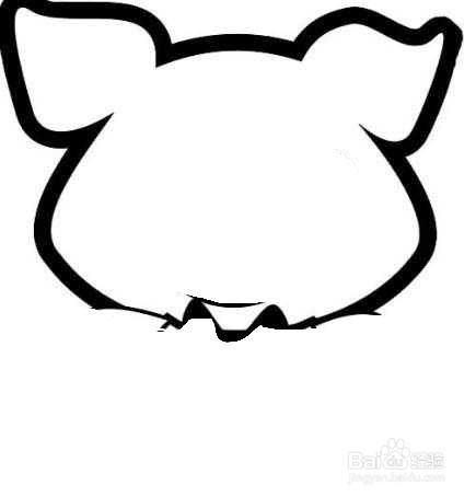 首先画出穿礼服的小猪的头部和耳朵.