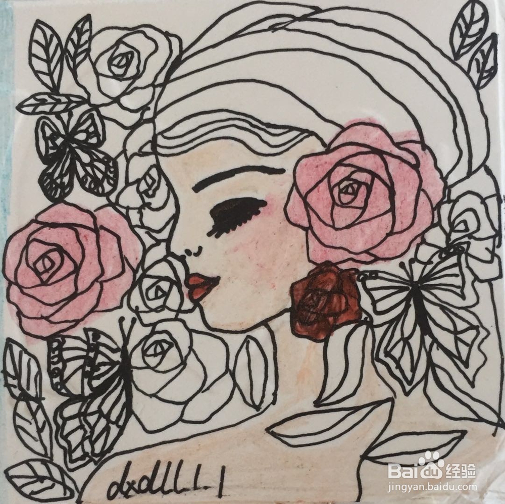 简笔画教程之花朵与女郎