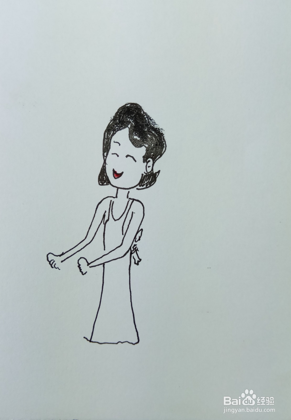 怎样画儿童简笔画“围裙妈妈提了两个萝卜”？