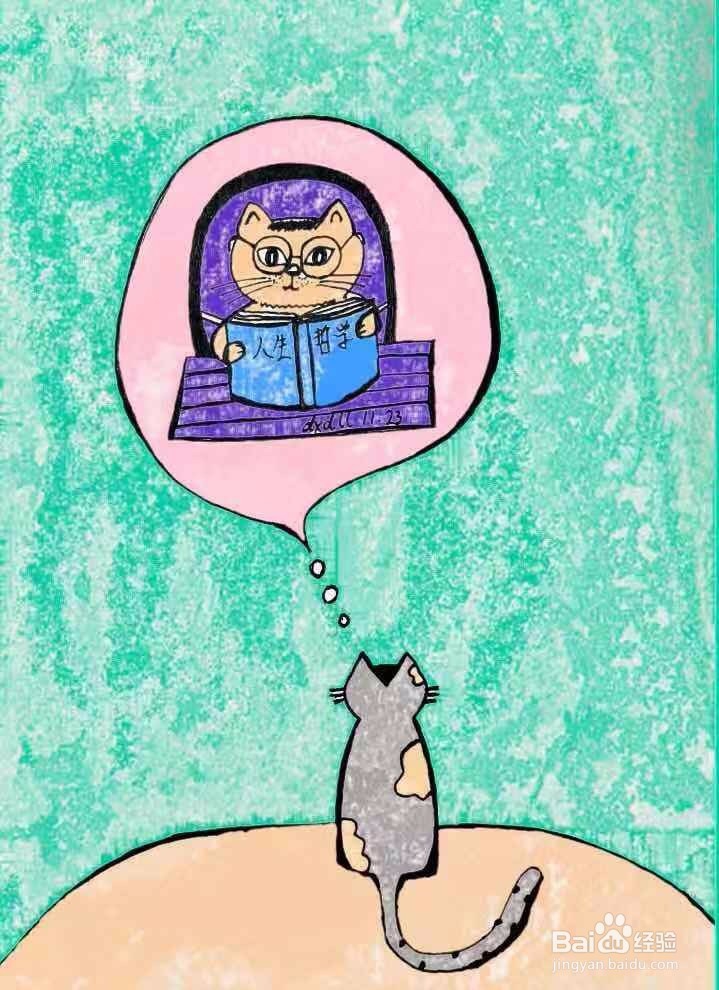 茉莉蜡笔手绘之喵星人的想法