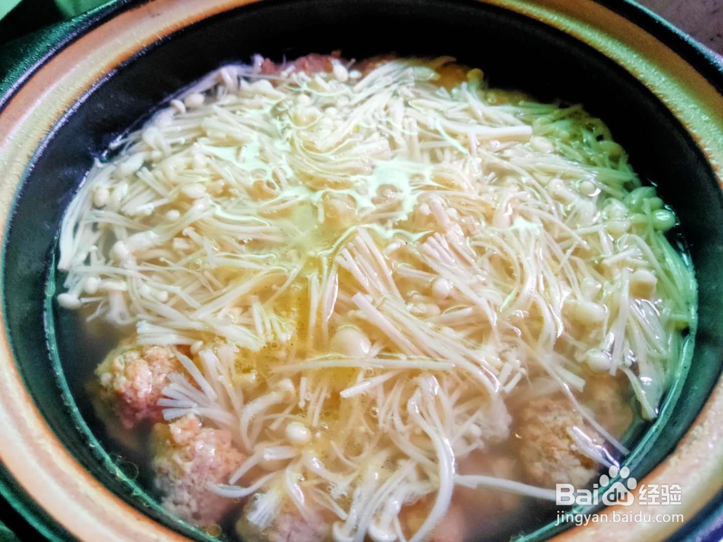 金针菇白菜肉丸汤---养生菜系列