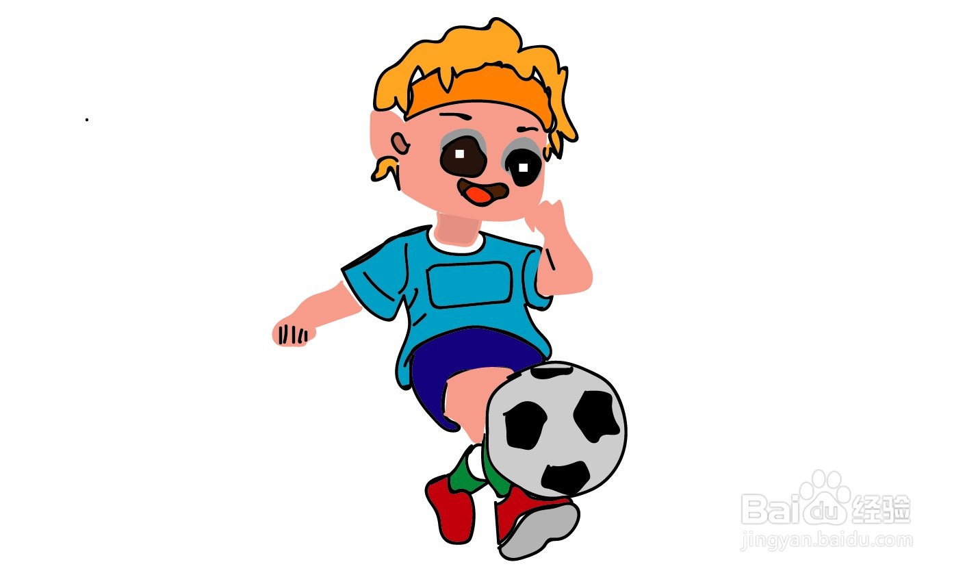 足球少年的简笔画