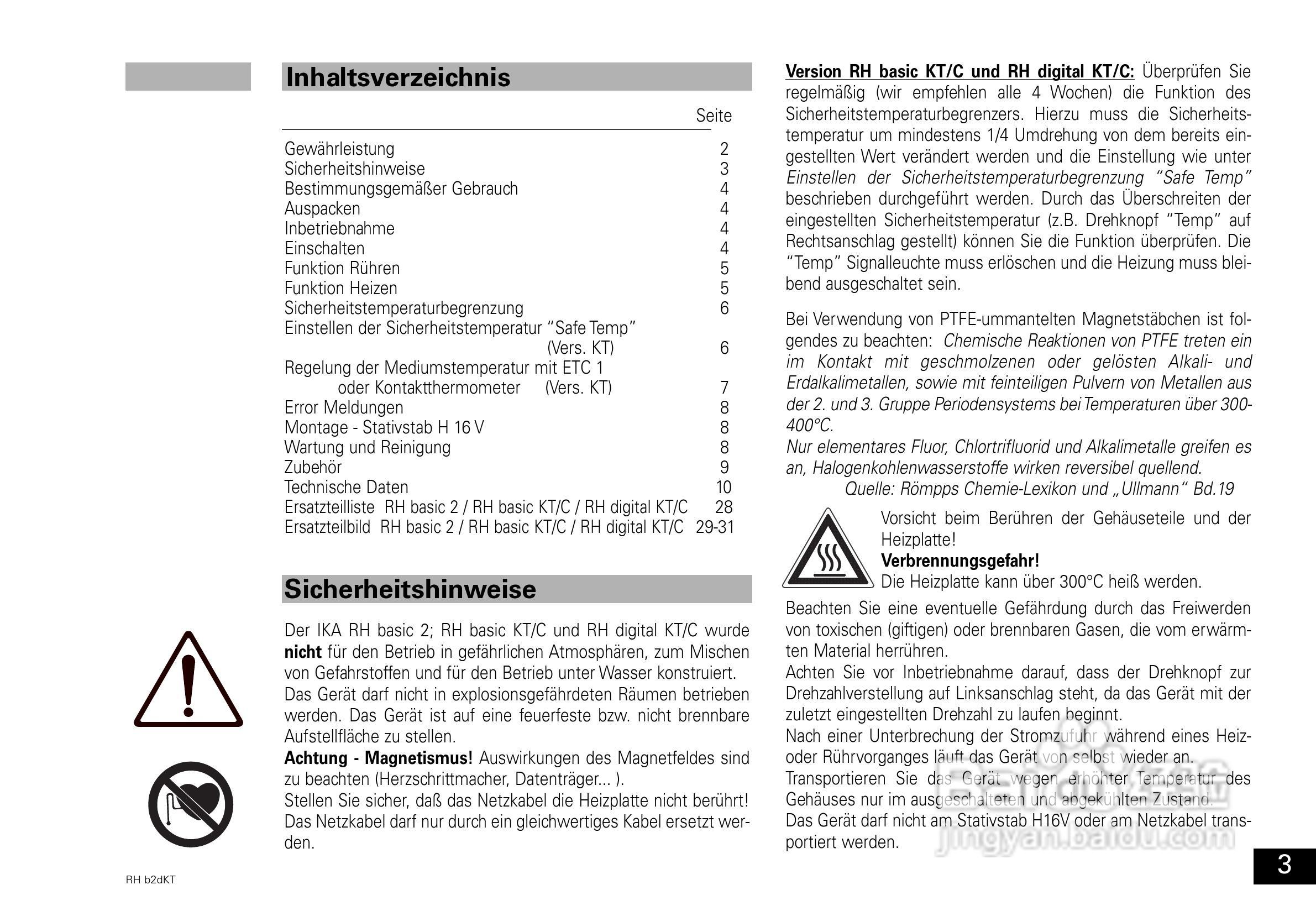 IKA RH KT/C基本型加热磁力搅拌器使用说明书:[1]