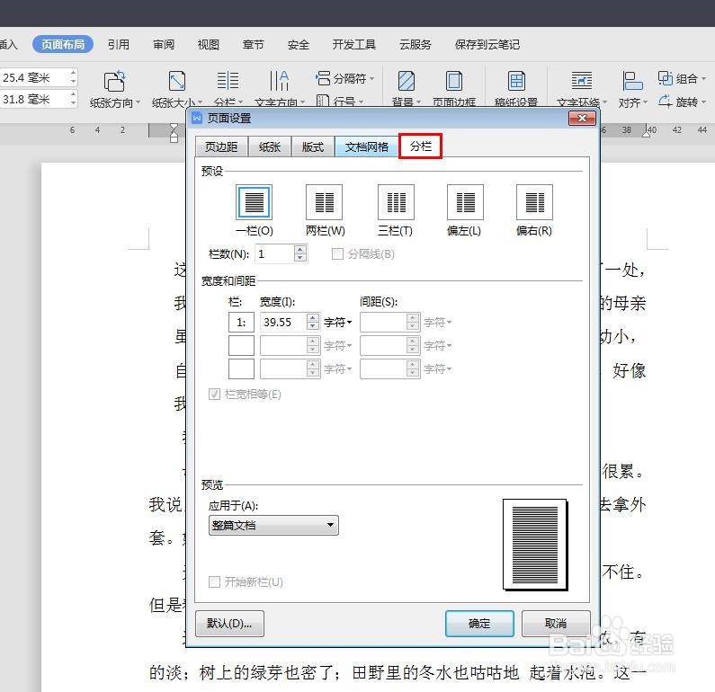wps文档中如何分栏并设置分隔线