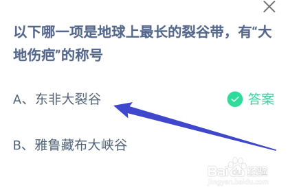 哪一项是地球上最长的裂谷带?蚂蚁庄园