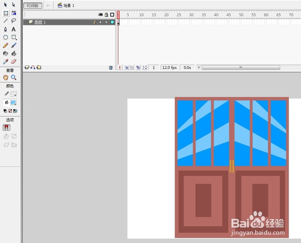 flash绘制MG扁平图书馆门口的场景
