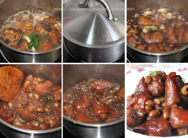 姜葱花生焖猪蹄