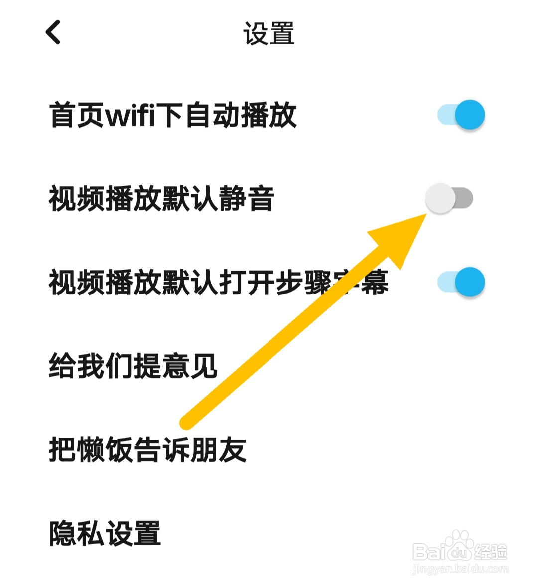懒饭软件如何关闭视频播放默认静音