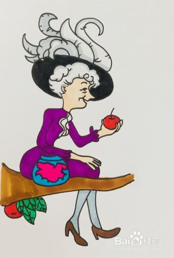 苹果树上的外婆怎么画