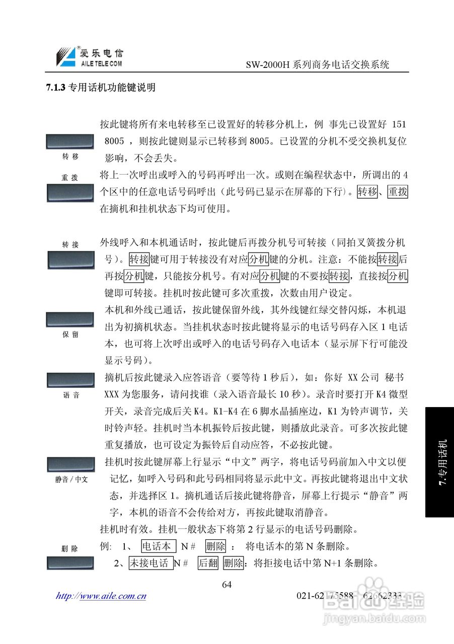 SW-2000H系列程控用户电话交换机操作说明书:[7]