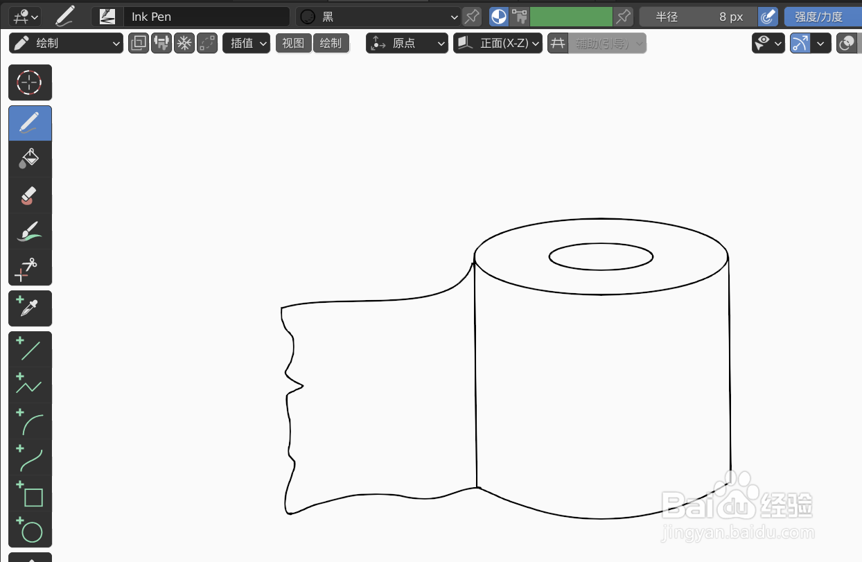 如何使用blender2.9快速设计卷式纸巾2D简图模型