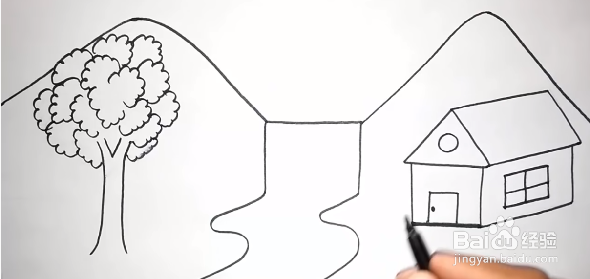 少儿简笔画——如何用彩笔一笔一笔画乡村