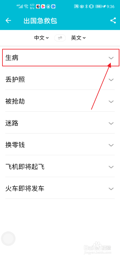 有道翻译如何查看出国急救包