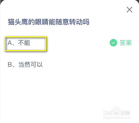 蚂蚁庄园:猫头鹰的眼睛能随意转动吗