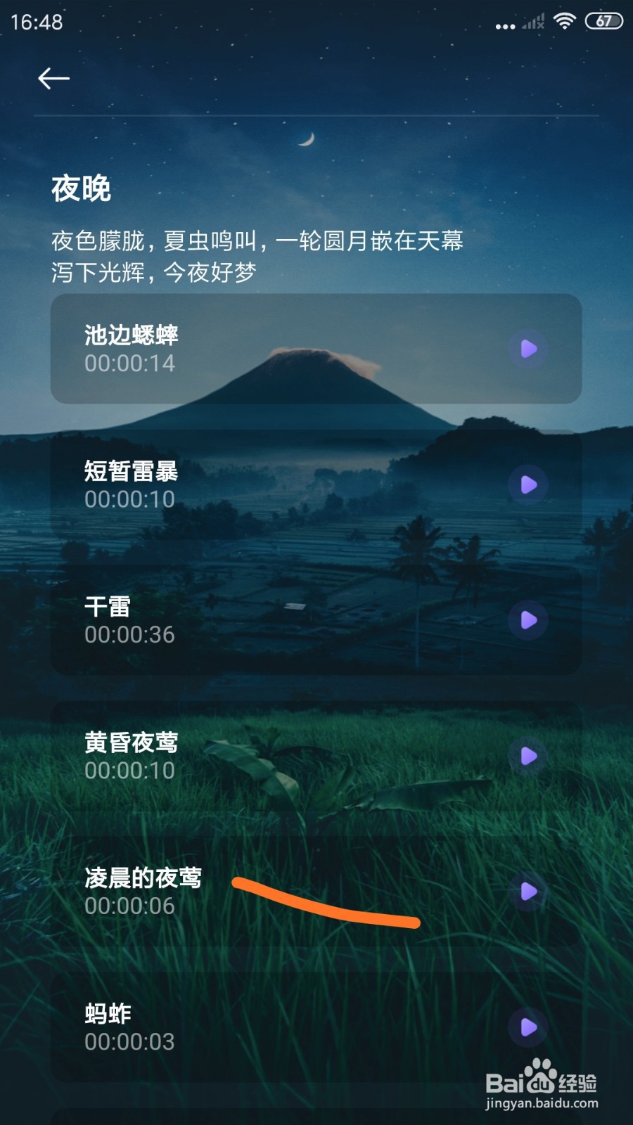 Quiet冥想中怎么播放凌晨的夜莺