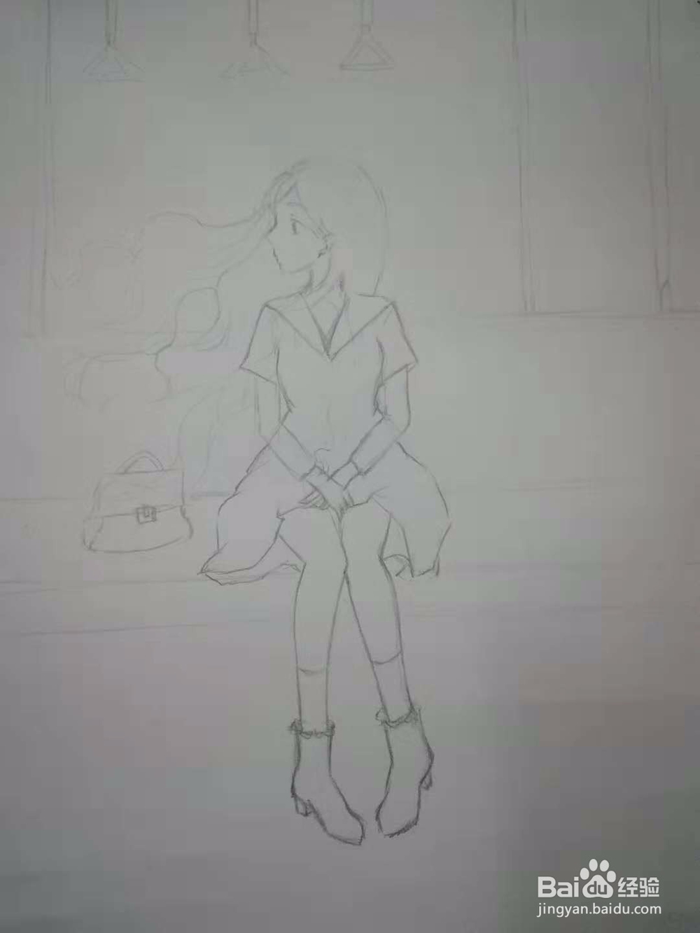 《地铁上的少女》漫画手绘插画线稿教程