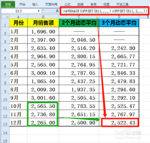 EXCEL如何用AVERAGE与OFFSET嵌套计算动态平均数