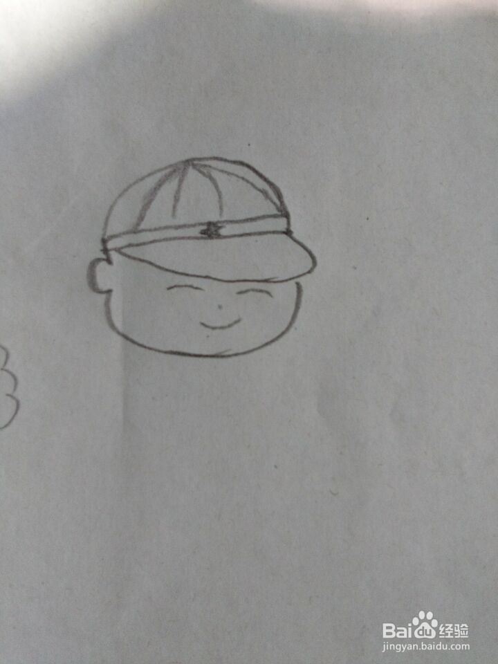 戴帽子小男孩怎么画