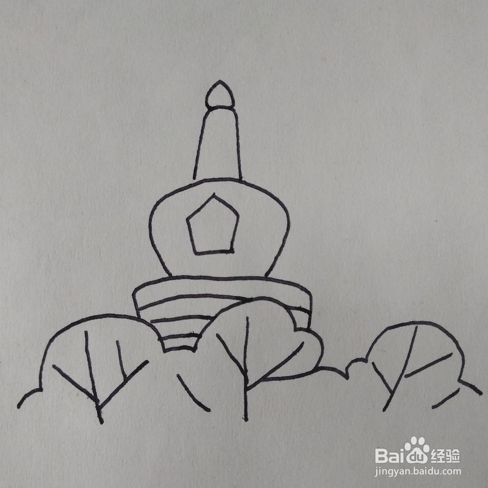 怎么画一幅简单的北海公园卡通儿童简笔画？