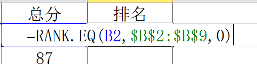 为学生考试成绩排名/RANK.EQ函数