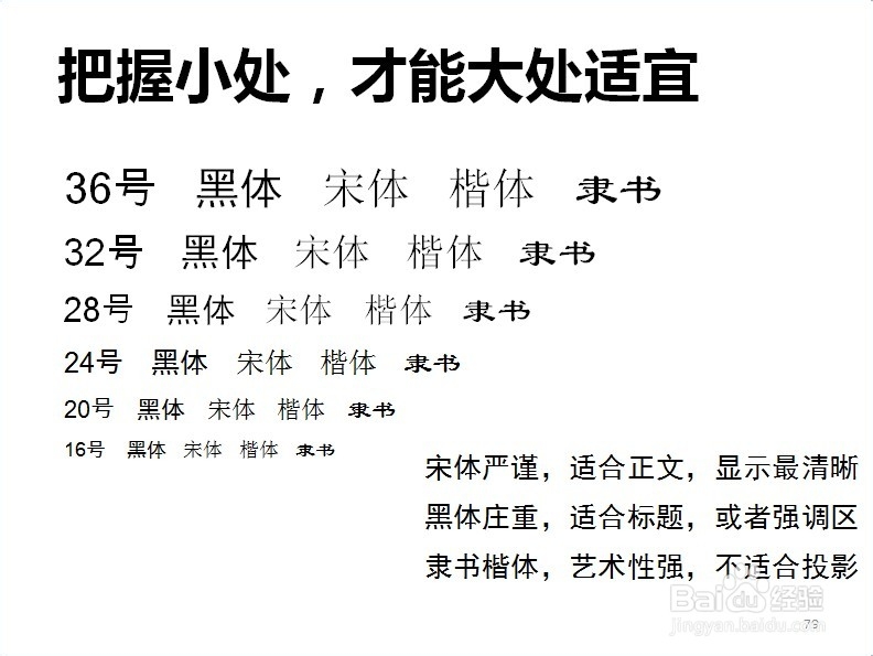 Powerpoint中字体大小设计，字体设计和颜色设计