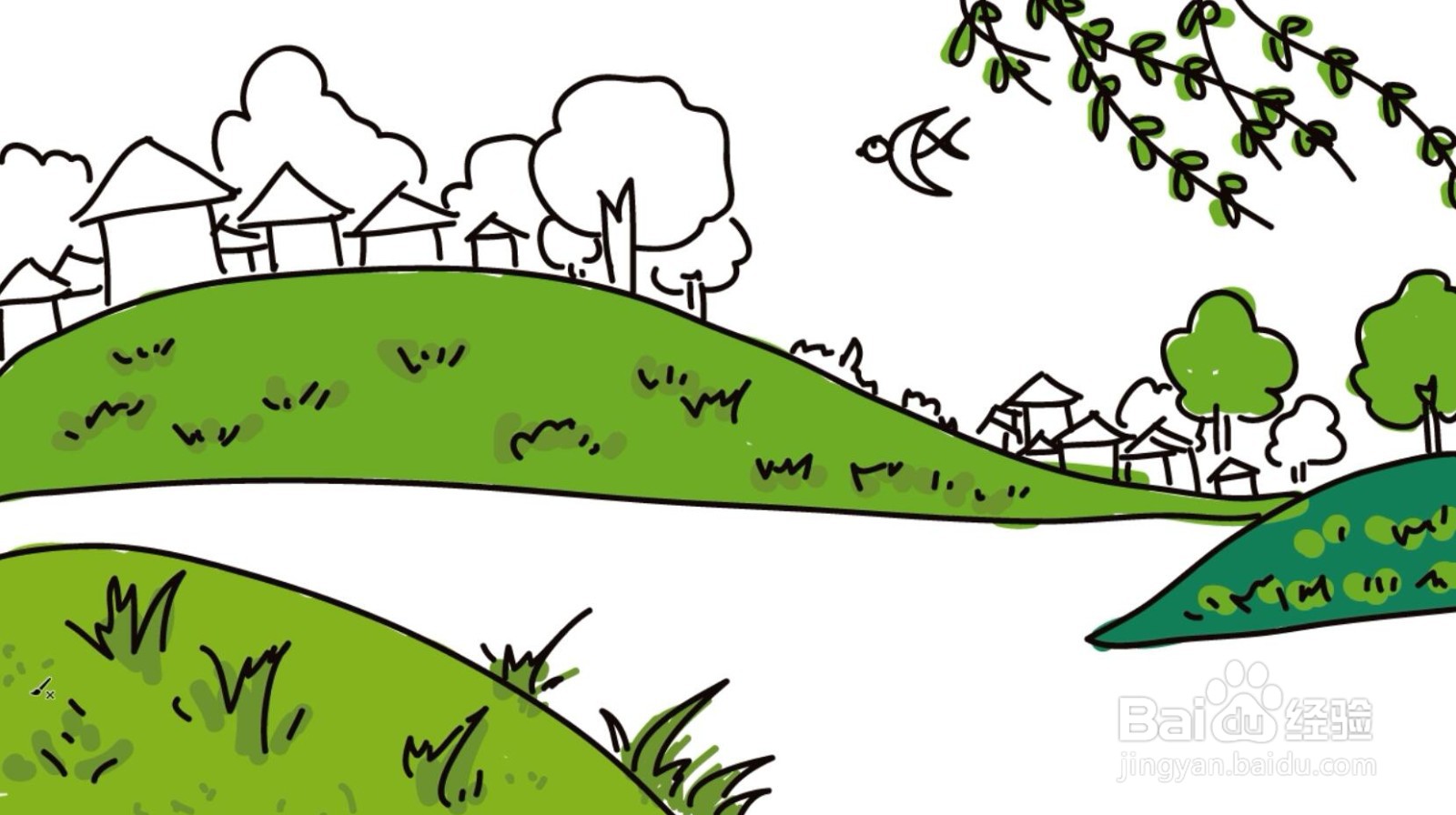 彩色的春天简笔画