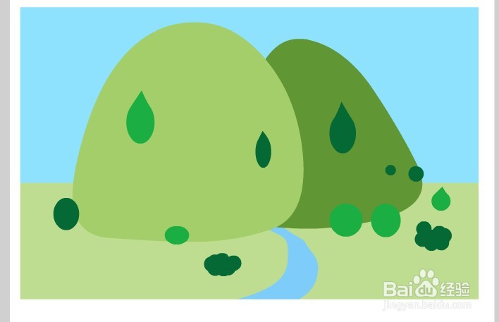 Flash如何绘制一个简单青山绿水场景