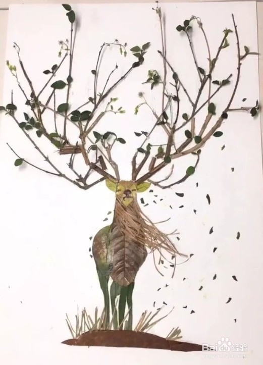 秋天到,如何用树叶制作一颗可爱的小鹿