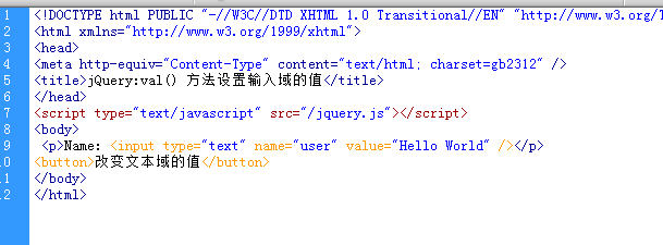 jQuery:val() 方法设置输入域的值