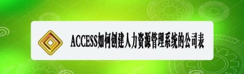 ACCESS如何创建人力资源管理系统的公司表