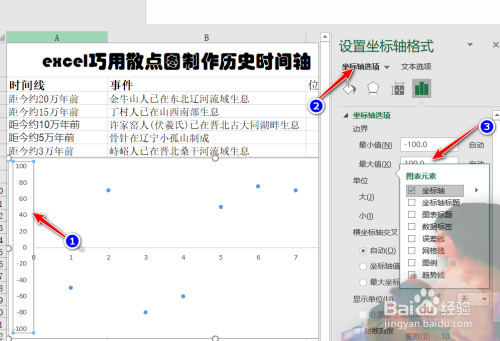 excel巧用散點圖製作歷史時間軸