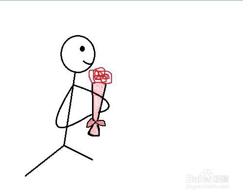 火柴人手捧鲜花简笔画