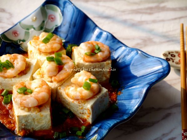 蟹黄酿虾仁豆腐