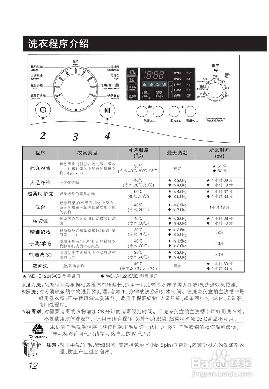 LG WD-C12240D洗衣机使用说明书:[2]