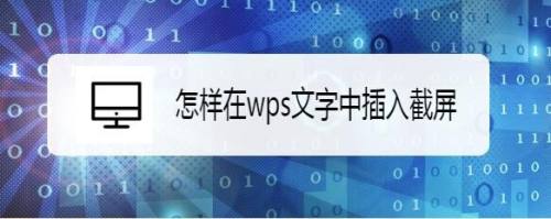 怎样在wps文字中插入截屏