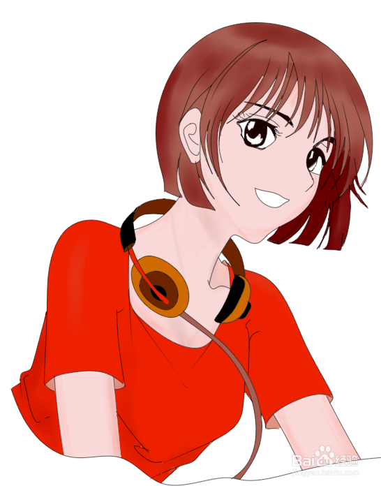 简笔画---挂着耳机的女孩画法